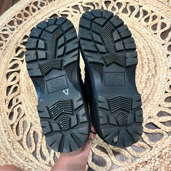 Skechers Black Sneakers with Chunky Sole and Leather Upper women’s 10 - Picture 3 of 6